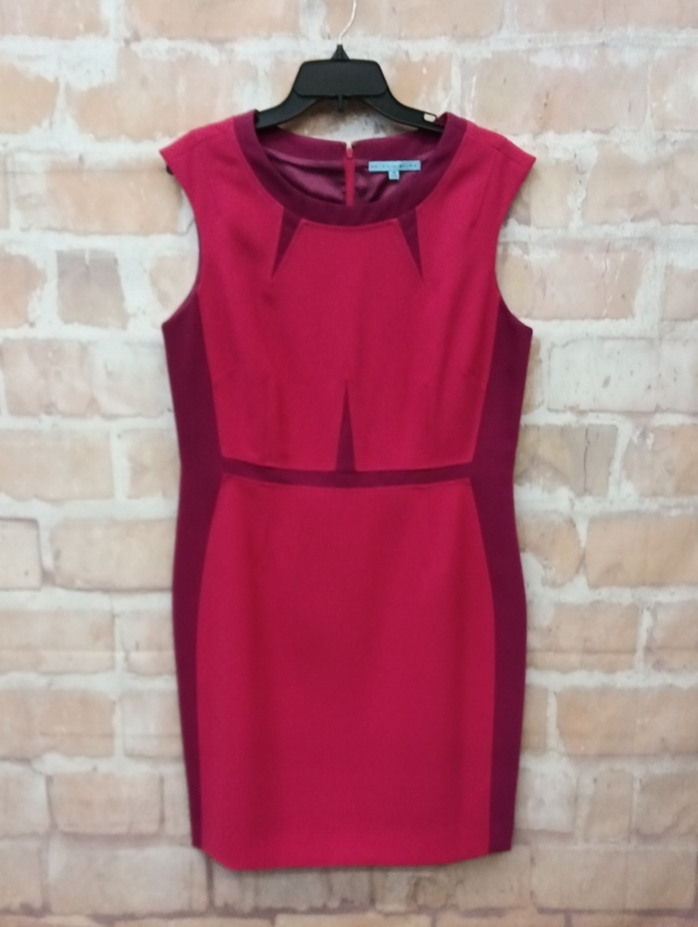 ANTONIO MELANI Two-Tone Raspberry Sheath Dress